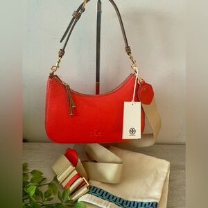 NWT THEA TEXTURED CONVERTIBLE CROSSBODY BAG POPPY RED